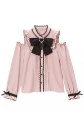 Off Shoulder Long Sleeves Bowknot Jirai Kei Japanese Lolita Blouse 3 Colors